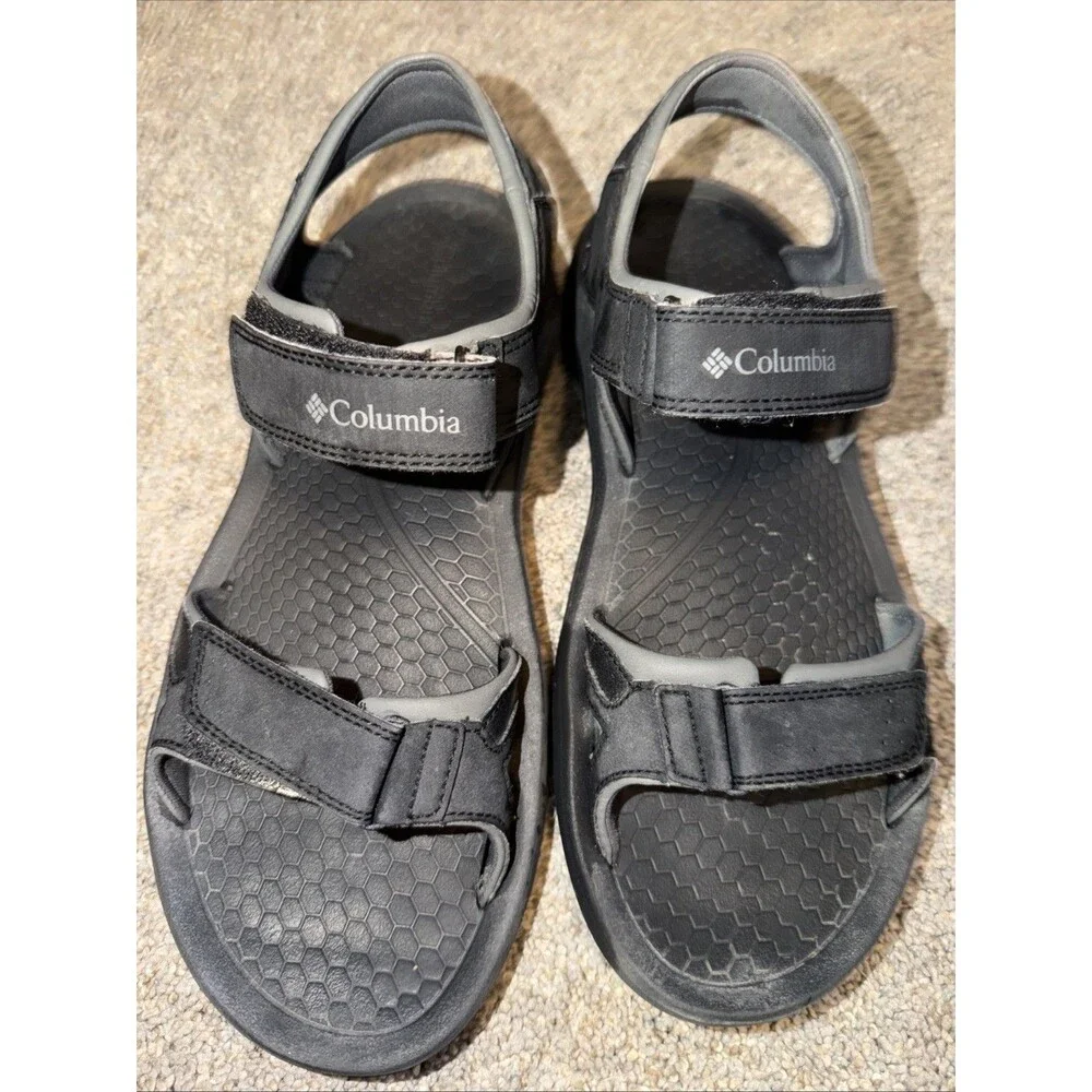 Columbia Hiking Walking Sandals Men's 10 Black Ym5363 Gently Used Strap Closure